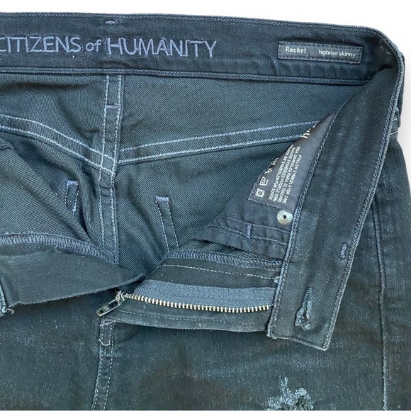 Citizens of Humanity Rocket Washed Black Distressed High Rise Skinny Jeans - Picture 3 of 16
